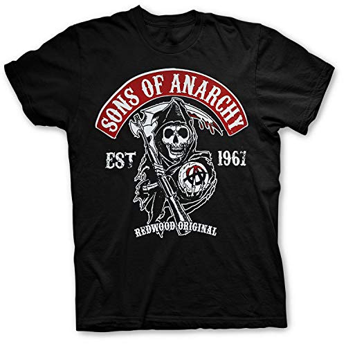 Sons of Anarchy Camiseta con Logo Samcro SOA T-Shirt - Oficial Original (Negro, Medium)