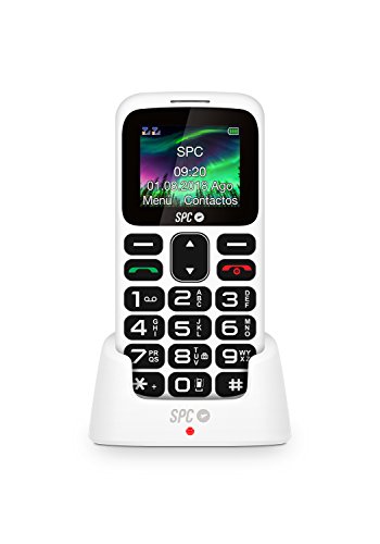 SPC Symphony - Teléfono móvil bluetooth, Dual Sim, con letras y números grandes y 5 números SOS – Color Blanco