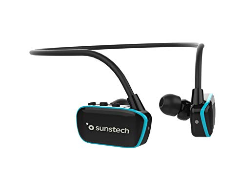 Sunstech ARGOS4GBBL - Reproductor MP3 deportivo resistente al agua, Negro y Azul, 4 GB