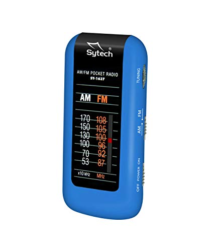 Sytech - radio portátil pequeña digital (am/fm, estereo) color azul sintonizador am/fm estéreo y analógico