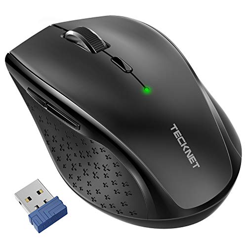 TECKNET Ratón Inalámbrico Classic 2.4G, Ratón Óptico Wireless Mouse 4800 dpi 6 Niveles Ajustables con Nano Receptor, 30 Meses duración de la batería, 6 Botones para Windows, Mac, Macbook Linux, Negro