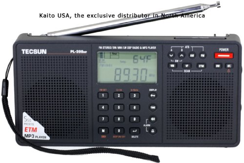 TECSUN PL-398MP Radio Digital Receptor de Onda Corta portátil FM estéreo SW MW LW DSP Reloj de Alarma Mundial Radio y Reproductor de MP3 y Toma de Corriente y con Pilas y Altavoces Dobles Negro