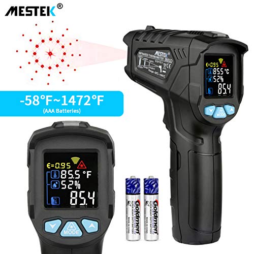 Termómetro Infrarrojo con Pistola de Temperatura MESTEK Sin contacto Digital Láser con Pantalla LCD a Color -50 ℃ ~ 800 ℃ Ajuste Emisividad Alarma Retroiluminación Termómetro Infrarrojo con Pistola de Temperatura MESTEK Sin contacto Digital Láser con Pantalla LCD a Color -50 ℃ ~ 800 ℃ Ajuste Emisividad Alarma Retroiluminación