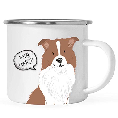 Traasd11an Brown and White Border Collie You'Re Pawfect!, Funny Dog Pun, Novelty Hot Chocolate Birthday Christmas Cup Gift Ideas for Dog Lovers