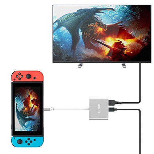 TUTUO Nintendo Switch Dock USB Tipo C a HDMI Adaptador USB Hub Convertidor Cable USB 3.0 y USB C PD (Power Delivery) Hub para Nintendo Switch, Macbook Pro 2017 2016, Samsung Galaxy Note9 S9, Oneplus 6