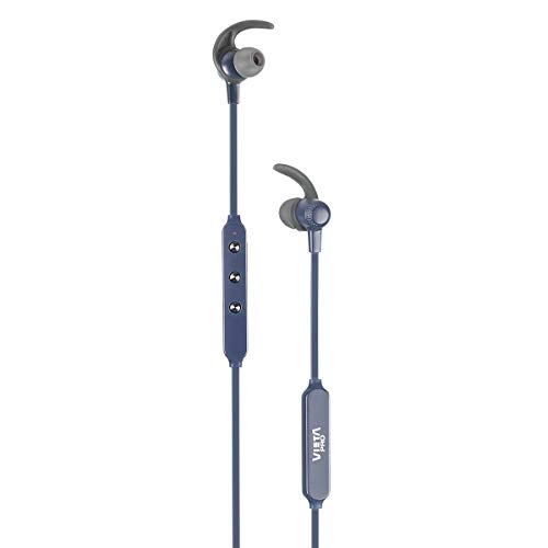 Vieta Pro Libero - Auriculares inalámbricos (Bluetooth, radio FM, micrófono integrado, soporte magnético y estabilidad para hacer deporte, autonomía 10 horas) azul