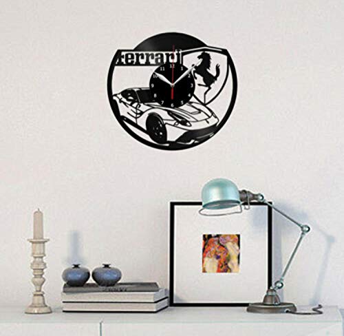 WAGUZA Ferrari Vinyl Record Reloj de Pared Home Fan Art Decor 12 '' 30 cm