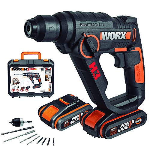Worx Wx390.1 H3 - Martillo Taladro Atornillador, 20 V, 2.0 Ah, Negro Worx Wx390.1 H3 - Martillo Taladro Atornillador, 20 V, 2.0 Ah, Negro
