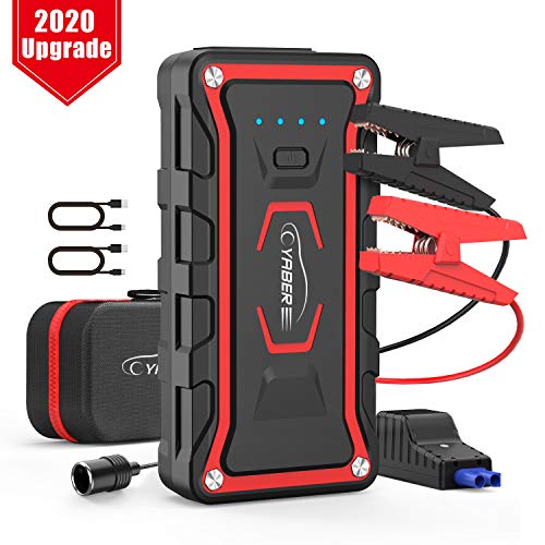 YABER Arrancador de Coches, 20000mAh 1600A Arrancador de Baterias de Coche (para Todo vehículo de Gasolina o 7.0L de Diesel) de IP68 Impermeable, Carga Rápida QC3.0 Type C