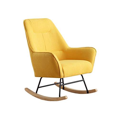 Adec - Rocker, Butaca Mecedora Comedor, salón, balancín con Estructura metálica con Acabados en Madera de Haya, tapizada con Tejido Mostaza, Medidas: 77 cm (Ancho) x 88 cm (Fondo) x 97 cm (Alto) Adec - Rocker, Butaca Mecedora Comedor, salón, balancín con Estructura metálica con Acabados en Madera de Haya, tapizada con Tejido Mostaza, Medidas: 77 cm (Ancho) x 88 cm (Fondo) x 97 cm (Alto)
