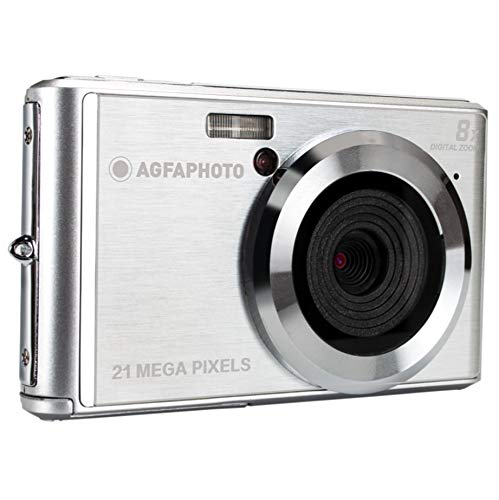 AGFA Photo - Cámara Digital compacta con 21 Mpx, Sensor CMOS, Zoom Digital 8X y Pantalla LCD, Color Plateado AGFA Photo - Cámara Digital compacta con 21 Mpx, Sensor CMOS, Zoom Digital 8X y Pantalla LCD, Color Plateado