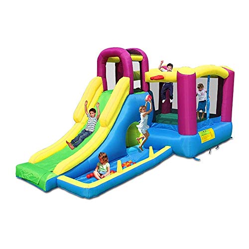 AJH Castillo Hinchable Inflable, Castillo Hinchable para niños Casa Hinchable para Fiesta Infantil con soplador de Aire de Grado Comercial Incluido para niños al Aire Libre