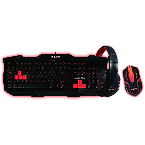 Approx appCOMBO02 - Teclado (Estándar, Alámbrico, USB, QWERTY, Negro, Rojo, Ratón Incluido) Approx appCOMBO02 - Teclado (Estándar, Alámbrico, USB, QWERTY, Negro, Rojo, Ratón Incluido)