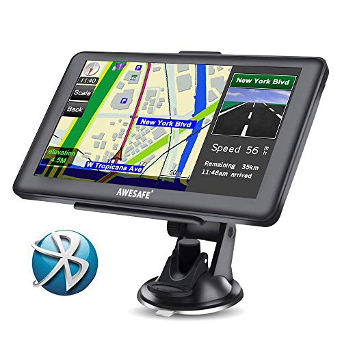 AWESAFE GPS para Coche de 7 Pulgadas Pantalla con Bluetooth, Gratis de Mapa de Europa Toda la Vida