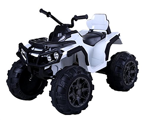 Babycar Quad Outlander 12 V (Blanco) Nueva versión ATV Quad para niños 12 V Batería con Mando a Distancia 2.4 GHz con MP3 y amortiguadores