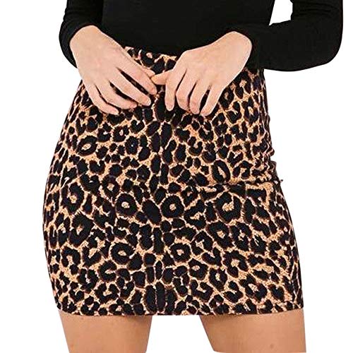 beautyjourney Minifalda de Leopardo en la Cadera, Falda lápiz Mujer Bodycon Faldas Cortas Fiesta Club de Cintura Alta