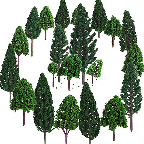 Bememo 22 Piezas de Modelo de Árbol 3 - 16 cm de Árboles de Modelo Mezclados Árboles de Tren Árbol Diorama de Paisaje de Ferrocarril Árboles de Arquitectura para DIY Paisaje, Verde Natural