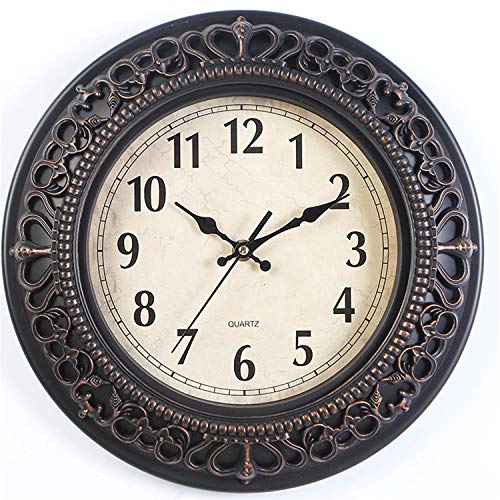 besanil No de tickende Madera Modern Nostalgie Reloj de Pared DIY para salón Cocina Oficina (30.5 cm, Bronce Oro)
