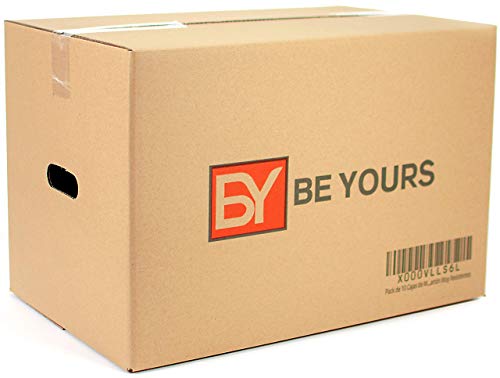 BEYOURS Pack de 10 Cajas Carton Mudanza Grandes con Asas - 500x300x300 mm - Cajas Mudanza de Carton Doble Ultraresistentes - Cajas Almacenaje Fabricadas en España