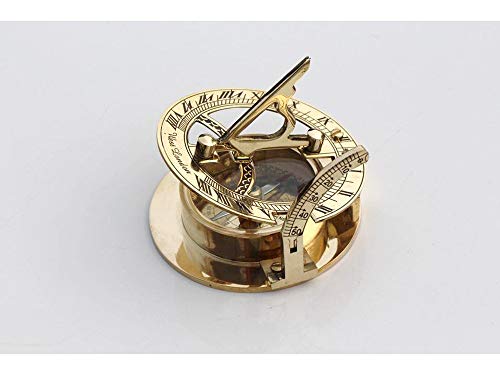 Brújula náutica de latón con reloj solar, coleccionable, de regalo, decoración náutica