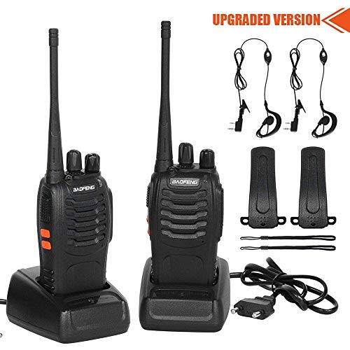 CACAGOO Walkie Talkie Recargable 16 Canales 1500mah CTCSS DCS 6KM, Talkie walkie UHF con el Auricular Incorporado Antorcha de LED (2 PCS)