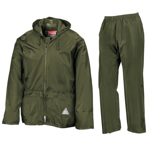 Chaqueta y pantalones impermeables, de Result, Hombre, color verde oliva, tamaño L