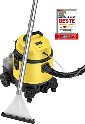 Clatronic BSS 1309 Lava Aspiradora con Limpiador de Tapicería para Coche, 1200 W, 20 litros, Amarillo