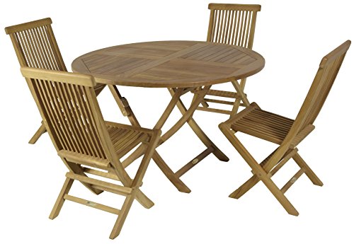 Conjunto Teca con 4 Sillas y Mesa Redonda 100cmø Conjunto Teca con 4 Sillas y Mesa Redonda 100cmø