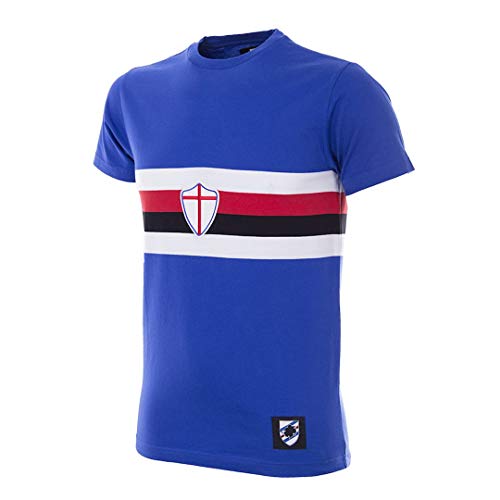 copa U. C. Sampdoria T-Shirt Camiseta de Cuello Redondo Retro de fútbol, Hombre, Azul, Medium