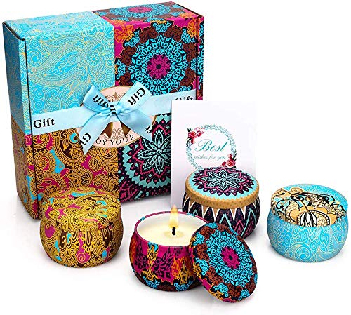 CREASHINE Velas Perfumadas Juego de 4 Piezas Vela Aromática Regalo de Velas de Aromaterapia Cera de Soja 100% Natural Vela de Viaje Adecuado para Yoga Baño Dormitorio CREASHINE Velas Perfumadas Juego de 4 Piezas Vela Aromática Regalo de Velas de Aromaterapia Cera de Soja 100% Natural Vela de Viaje Adecuado para Yoga Baño Dormitorio