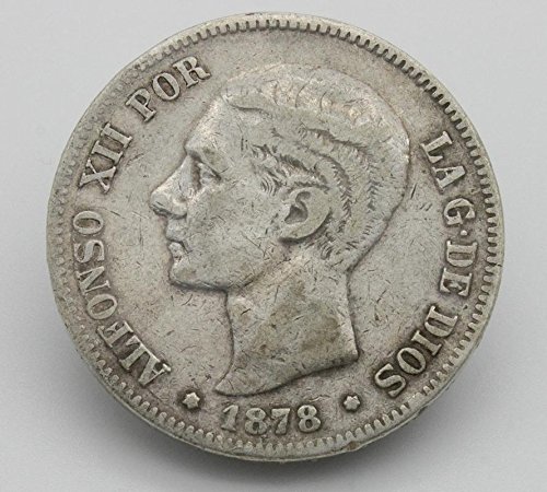 Desconocido Moneda de 5 Pesetas de Plata del Año 1878 Durante La Epoca del Rey Alfonso XII. Moneda Coleccionable. Moneda de España. Moneda de Colección Desconocido Moneda de 5 Pesetas de Plata del Año 1878 Durante La Epoca del Rey Alfonso XII. Moneda Coleccionable. Moneda de España. Moneda de Colección
