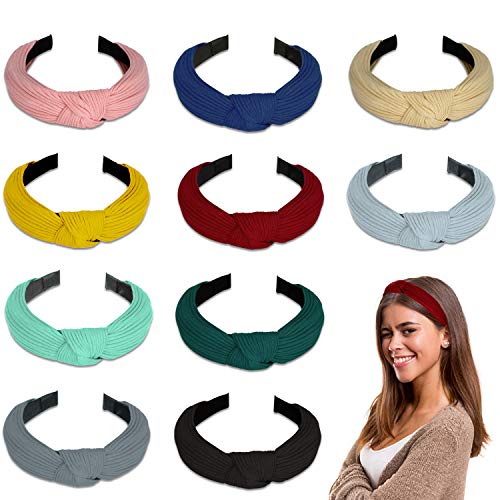 Diademas de Pelo Anchas 10 Piezas, Winpok Diademas para Mujer Elástica Turbantes Diadema de Nudo Bandas Diadema Para Mujeres 10 Colores Diademas de Pelo Anchas 10 Piezas, Winpok Diademas para Mujer Elástica Turbantes Diadema de Nudo Bandas Diadema Para Mujeres 10 Colores