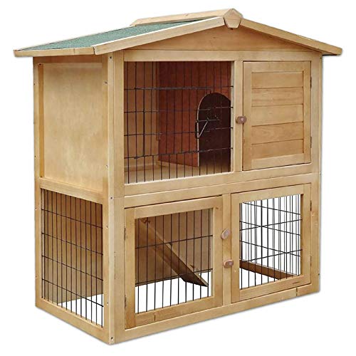 Dibea rh10011, Animales pequeños Establo Madera (98 x 54 x 100 cm), Amplia de 2 Pisos, 3 Puertas, Jaula para Conejos hámster Conejo cobaya Dibea rh10011, Animales pequeños Establo Madera (98 x 54 x 100 cm), Amplia de 2 Pisos, 3 Puertas, Jaula para Conejos hámster Conejo cobaya