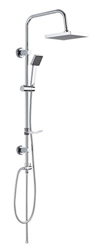 DP Grifería RY-S002 Azabache - Set de ducha cuadrado sin grifo, acero inoxidable, plateado, altura de 98 cm DP Grifería RY-S002 Azabache - Set de ducha cuadrado sin grifo, acero inoxidable, plateado, altura de 98 cm