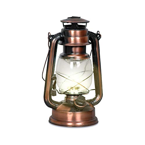 Eaxus Nostalgie Retro Farol con 15 LEDs y asa giratoria en decoración vintage diseño, de cobre/bronce Colores. Ideal para decorar la casa o jardín