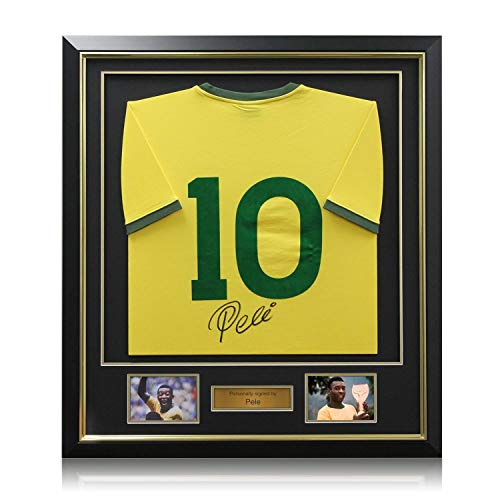exclusivememorabilia.com Camiseta de fútbol Brasil número Diez firmada por Pelé. Enmarcado