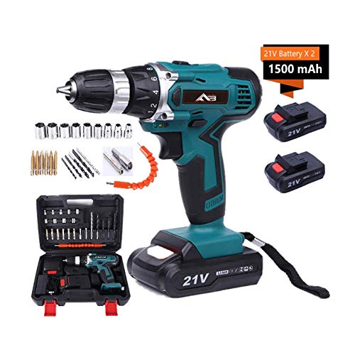 Flybiz 1650/min Taladro Atornillador 21V, Taladro sin cable con luces led, Velocidad ajustable Destornillador Eléctrico avanzado, con cargador y 2pcs batería 1.5 Ah, accesorios de 23 piezas Flybiz 1650/min Taladro Atornillador 21V, Taladro sin cable con luces led, Velocidad ajustable Destornillador Eléctrico avanzado, con cargador y 2pcs batería 1.5 Ah, accesorios de 23 piezas