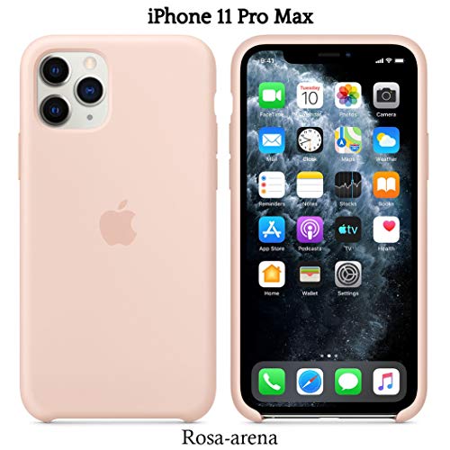 Funda Silicona para iPhone 11 Pro MAX, Silicone Case, máxima Calidad, Textura Suave, Forro Interno Microfibra (Rosa-Arena)