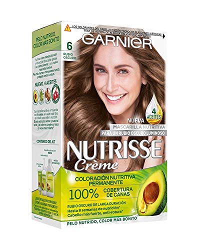 Garnier Nutrisse Creme coloración permanente con mascarilla nutritiva de cuatro aceites - Rubio Oscuro 6 Garnier Nutrisse Creme coloración permanente con mascarilla nutritiva de cuatro aceites - Rubio Oscuro 6