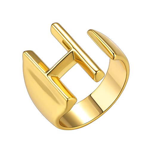 GoldChic Jewelry Boutique Anillo Dorado Alfabeto para Mujer Letra H - Cobre Latón con baño de Oro - Gratis Caja de Regalo