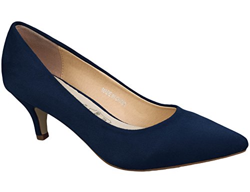 Greatonu Zapatos de Tacón Azules Suedes Clásicos sin Hebillas para Mujer Tamaño 38 EU