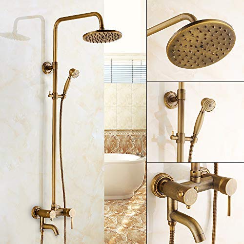 Grifo Ducha Vintage, Columna Ducha Vintage con Soporte Extensible, Sistema de Ducha Incluye Cabezal de Ducha de Lluvia, Grifo de Ducha y Bañera Grifo Ducha Vintage, Columna Ducha Vintage con Soporte Extensible, Sistema de Ducha Incluye Cabezal de Ducha de Lluvia, Grifo de Ducha y Bañera