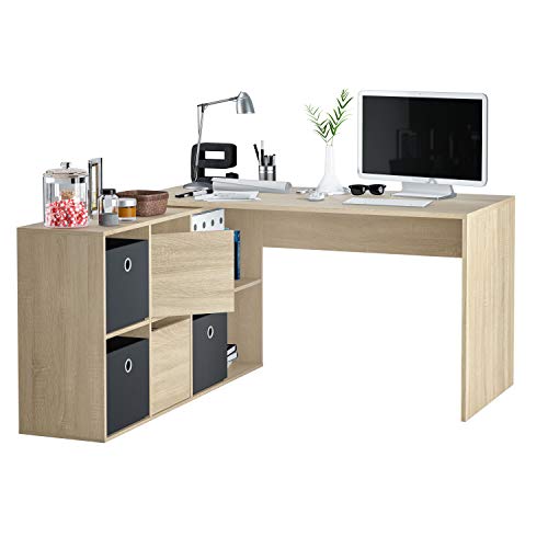 Habitdesign 004606F - Mesa Escritorio, Mesa despacho Reversible, Color Roble Canadian, Estudio Modelo Adapta XL Habitdesign 004606F - Mesa Escritorio, Mesa despacho Reversible, Color Roble Canadian, Estudio Modelo Adapta XL