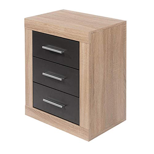 HomeSouth - Mesita de Noche, Mesilla Dormitorio Modelo Lara, Color Cambria y Grafito, Medidas: 50 cm (Ancho) x 60 cm (Alto) x 34,6 cm (Fondo) HomeSouth - Mesita de Noche, Mesilla Dormitorio Modelo Lara, Color Cambria y Grafito, Medidas: 50 cm (Ancho) x 60 cm (Alto) x 34,6 cm (Fondo)