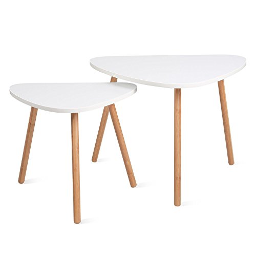 Homfa 2 Mesitas de café Mesa de Centro Mesa Auxiliar Blanco (60x39.5x45cm y 45x29.5x40cm) Homfa 2 Mesitas de café Mesa de Centro Mesa Auxiliar Blanco (60x39.5x45cm y 45x29.5x40cm)