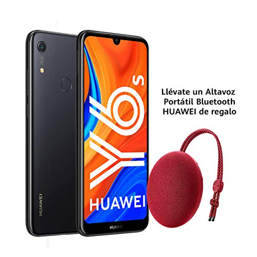 Huawei Y6s - Smartphone de 6.09" (RAM de 3 GB, Memoria de 32 GB, Cámara trasera de 13MP, Cámara frontal de 8MP, EMUI 9) Negro + Portable Bluetooth Speaker CM51 Rojo