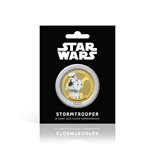 IMPACTO COLECCIONABLES Star Wars Trilogía Original Episodios IV - Vi - Stormtrooper - Moneda / Medalla Conmemorativa acuñada con baño en Oro 24 Quilates y Coloreada a 4 Colores - 44mm