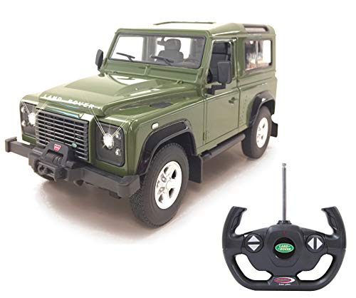 Jamara 405155-Land Rover Defender 1:14 Puertas manuales – Licencia Oficial Coche de Radio Control, Color Verde (405155)
