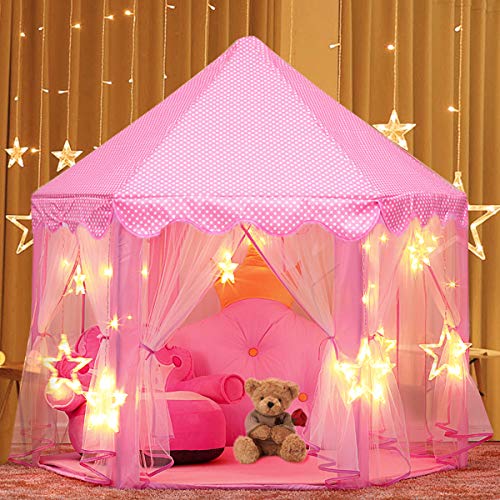 joylink Juego de Castillo, Princesa Interior Tiendas Tienda de Juego para niños al Aire Libre Portable Gran Playhouse con pequeñas Luces de Estrellas, 53 '' x 55 '' (DxH) (Rosado 2) joylink Juego de Castillo, Princesa Interior Tiendas Tienda de Juego para niños al Aire Libre Portable Gran Playhouse con pequeñas Luces de Estrellas, 53 '' x 55 '' (DxH) (Rosado 2)