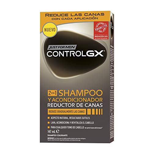 Just For Men Control GX Champú y Acondicionador Reductor de Canas - Tinte para las canas del pelo para hombres - 147 ml